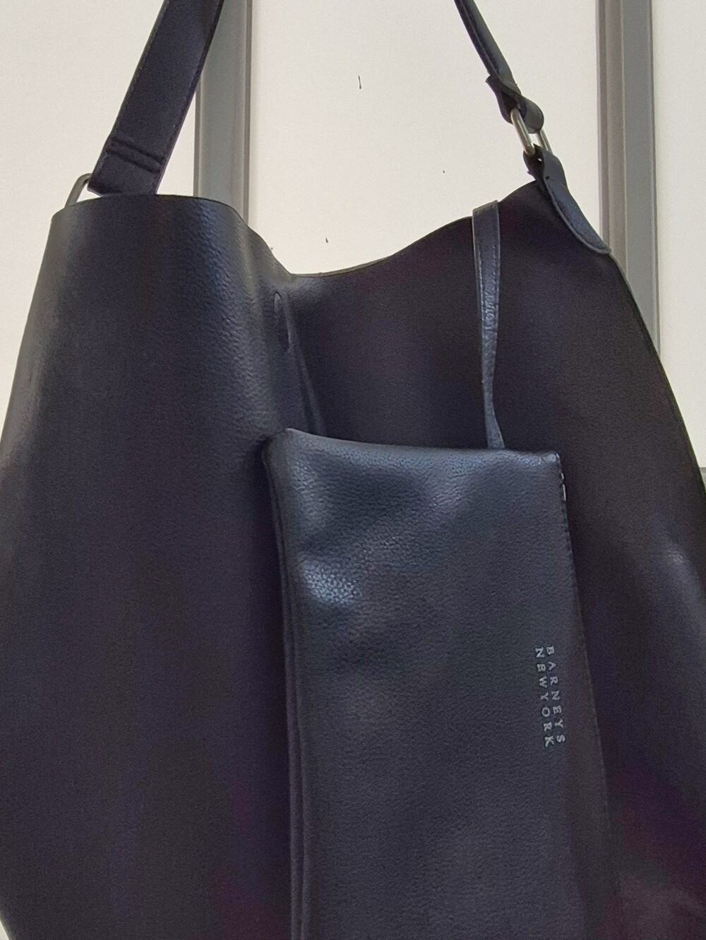 Black Leather Vintage Barney's New York bucket bag.